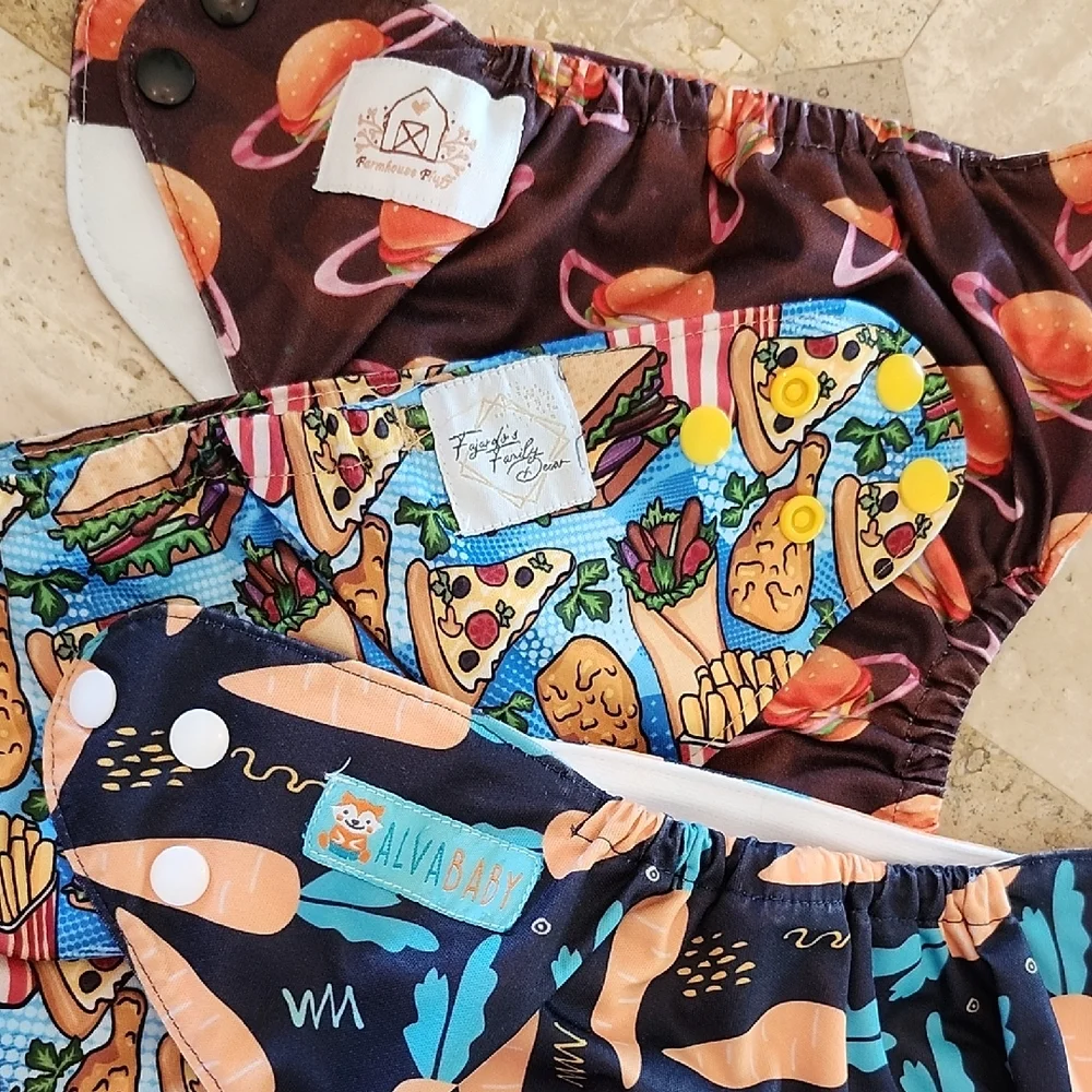 3 Colorful Baby Reusable Cloth Diapers